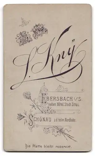 Fotografie L. Kny, Ebersbach i. S., Junger Herr im Anzug mit Krawatte