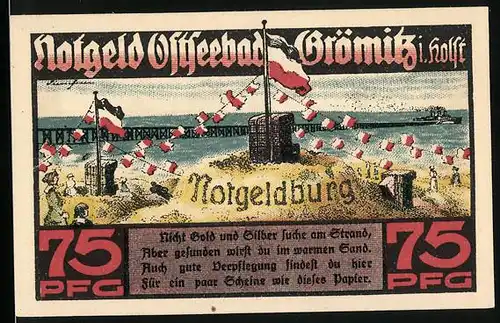 Notgeld Grömitz i. Holst. 1921, 75 Pfennig, Notgeldburg