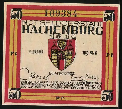 Notgeld Hachenburg 1921, 50 Pfennig, Cistercienser-Abtei Marienstatt