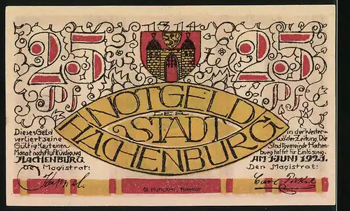 Notgeld Hachenburg 1921, 25 Pfennig, Alter Markt mit Kirche