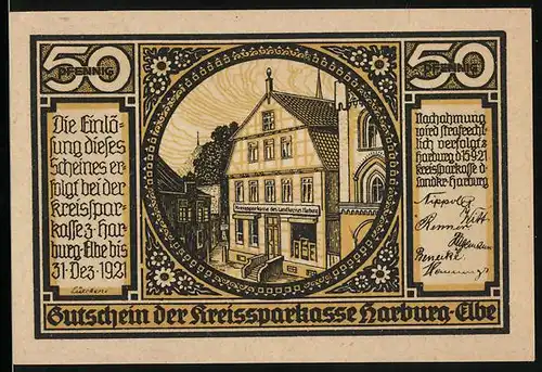 Notgeld Harburg a. Elbe 1921, 50 Pfennig, Kreissparkasse des Landkreises Harburg