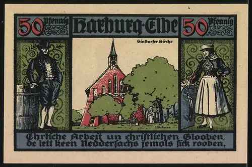 Notgeld Harburg a. Elbe 1921, 50 Pfennig, Kreissparkasse des Landkreises Harburg