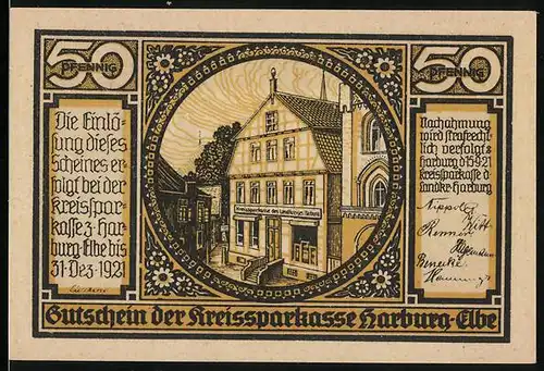 Notgeld Harburg a. Elbe 1921, 50 Pfennig, Kreissparkasse des Landkreises Harburg