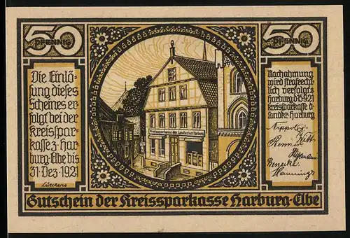 Notgeld Harburg a. Elbe 1921, 50 Pfennig, Kreissparkasse des Landkreises Harburg