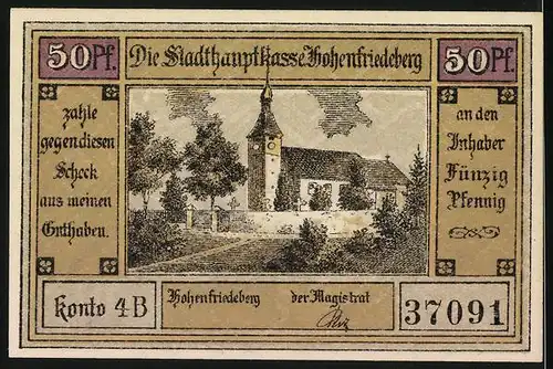 Notgeld Hohenfriedeberg, 50 Pfennig, Soldaten zu Pferde 1745