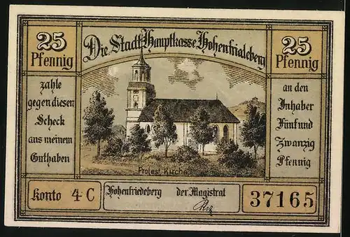 Notgeld Hohenfriedeberg, 25 Pfennig, Schloss Hohenfriedeberg