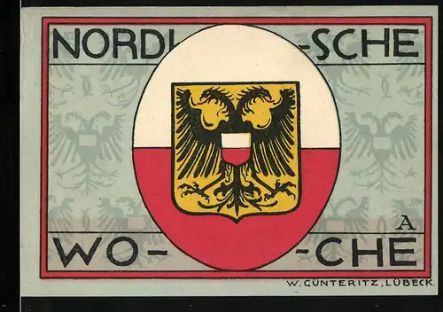 Notgeld Lübeck, 50 Pfennig, Nordische Woche, Musterschau 1921, Stadtwappen Lübeck