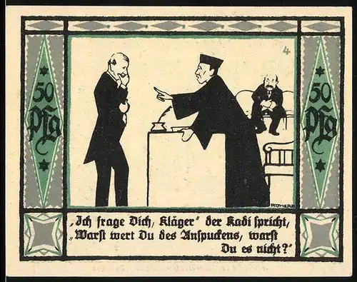 Notgeld Mülsen-St. Jakob 1921, 50 Pfennig, Kläger und Richter