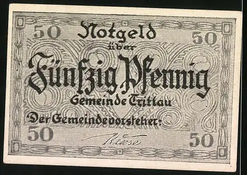 Notgeld Trittau, 50 Pfennig, Ortspartie