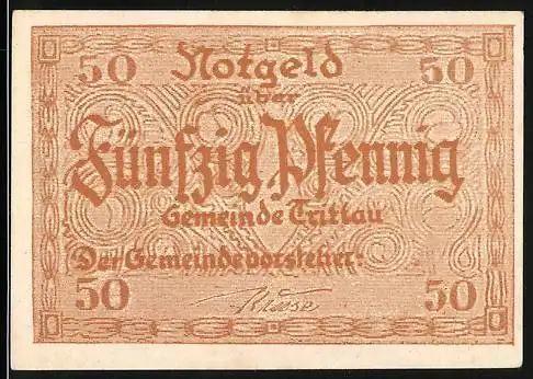 Notgeld Trittau, 50 Pfennig, Ortspartie