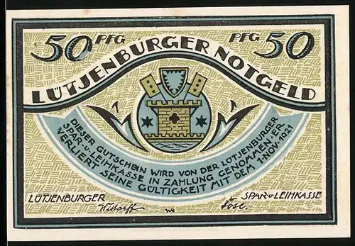 Notgeld Lütjenburg, 50 Pfennig, Stadtwappen, De Bottermelkskrieg, Die vermeintlichen Dänen