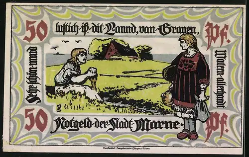 Notgeld Marne 1922, 50 Pfennig, Seeunglück auf dem Meer