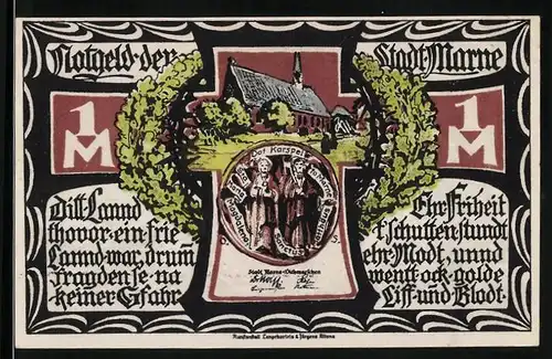 Notgeld Marne 1922, 1 Mark, Kirche