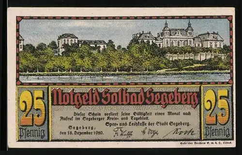 Notgeld Bad Segeberg 1920, 25 Pfennig, Uferparie