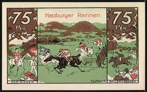 Notgeld Bad Harzburg 1921, 75 Pfennig, Zentauren im Wettlauf