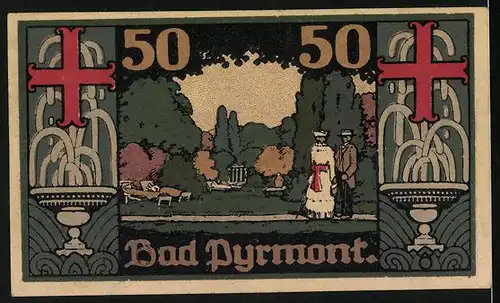 Notgeld Bad Pyrmont 1921, 50 Pfennig, Stadtwappen