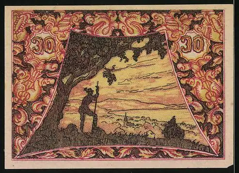 Notgeld Seewalchen am Attersee 1920, 30 Heller, Wanderer an einem Baum