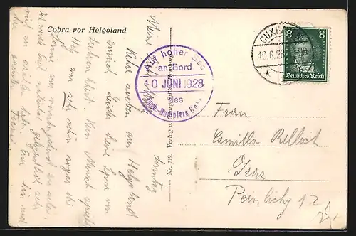 Foto-AK Dampfer Cobra vor Helgoland ankernd