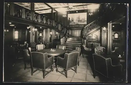 AK Passagierschiff Hamburg der Hamburg-Amerika Linie, Rauchsalon 1. Klasse