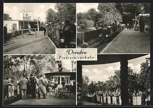 AK Dresden, Pionierbahn im Bahnhof Frohe Zukunft