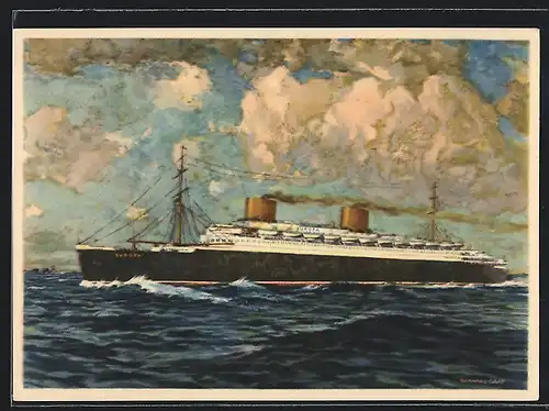 Künstler-AK Vierschrauben-Turbinen-Schnelldampfer Europa, Norddeutscher Lloyd Bremen