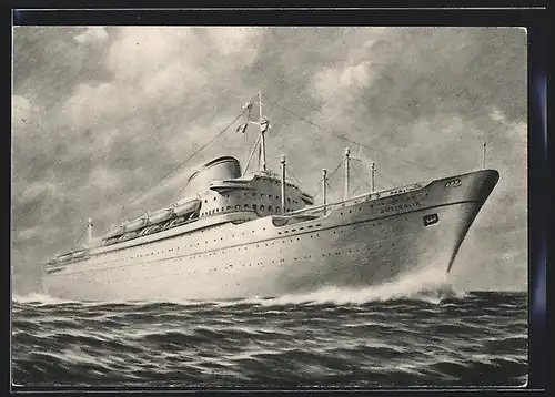 Künstler-AK Italienisches Passagierschiff MN Australia in voller Fahrt