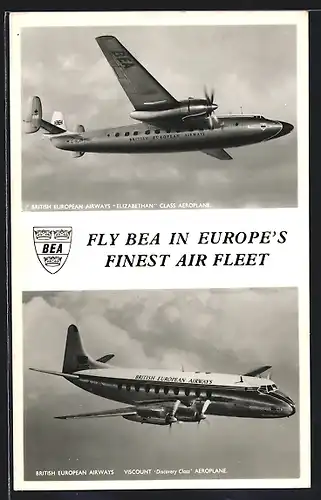 AK Flugzeuge Elizabethan und Viscount Discovery Class Aeroplane der British European Airways