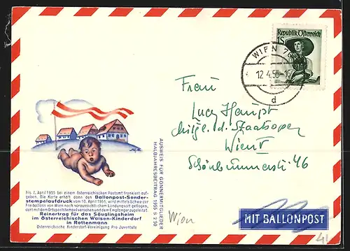 AK Rottenmann, Ballonfahrt über die Stadt