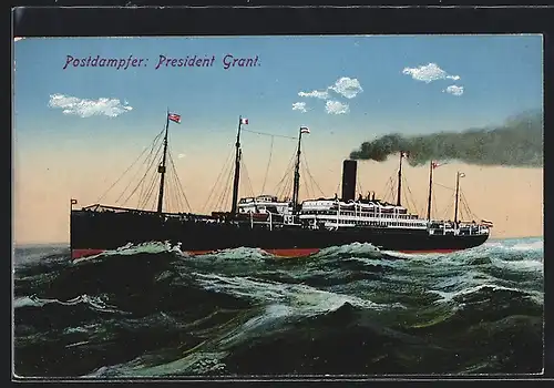 AK Postdampfer President Grant in voller Fahrt
