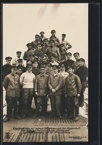 AK U-Boot Deutschland, Kapitän König mit Offizieren und Mannschaft