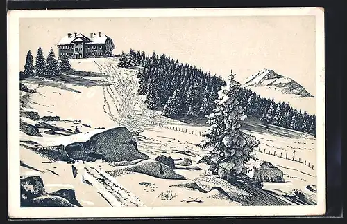 AK Annabergerhaus, Tirolerkogel, Berghütte mit Umgebung im Winter
