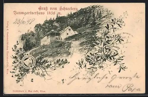 AK Berghütte Baumgartnerhaus auf dem Schneeberg