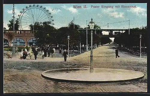 AK Wien, Prater Eingang mit Riesenrad