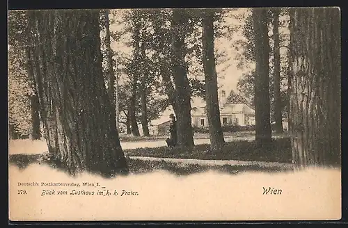 AK Wien, Blick vom Lusthaus im k. k. Prater