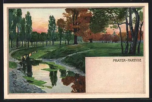 Künstler-AK Wien, Ortspartie am Prater