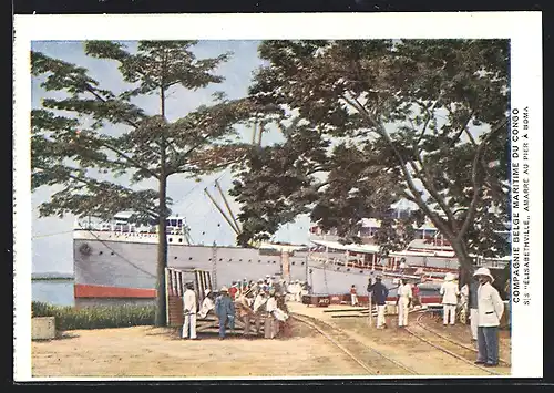 AK Boma, Compagnie Belge Maritime du Congo, Schiff S. S.Élisabethville, amarré au Pier