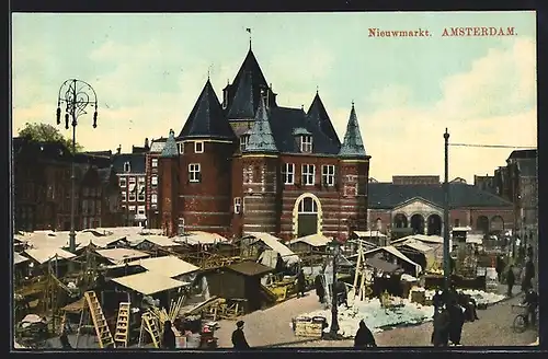 AK Amsterdam, Nieuwmarkt, Markttag