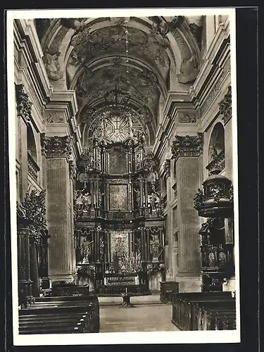 AK Heiligelinde, Wallfahrtskirche mit Mittelschiff und Hochaltar