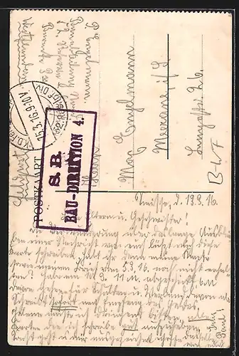 AK Yperen, Strassenpartie mit Rathaus, Wohnhäuser