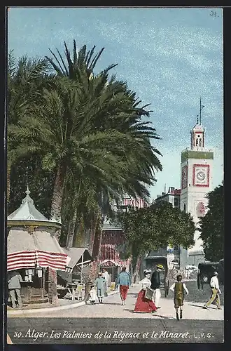 AK Alger, Les Palmiers de la Régence et le Minaret