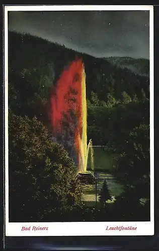AK Bad Reinerz, Ansicht einer Leuchtfontäne im Park