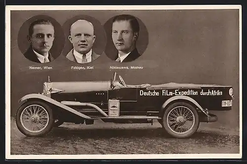 AK Auto NAG 10 /45 (1924) C4B, Deutsche Film-Expedition durch Afrika mit Nemec, Feldgen und Niklaszews