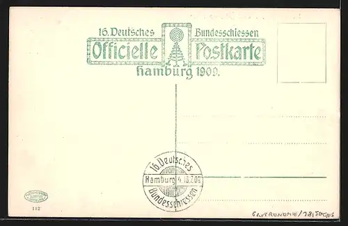 AK Hamburg, 16. Deutsches Bundesschiessen 1909, Alsterpavillon Cafe & Konditorei