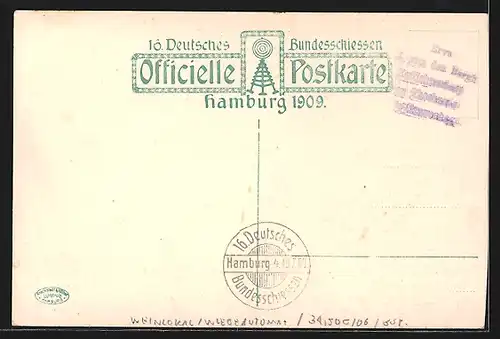 AK Hamburg, 16. Deutsches Bundesschiessen 1909, Weinlokal von C. W. Bauer und R. Allnach