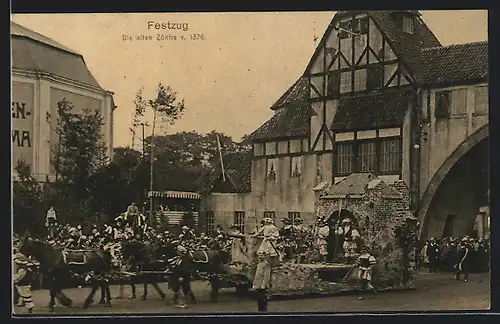 AK Hamburg, 16. Deutsches Bundesschiessen 1909, Festzug, Die alten Zünfte v. 1376