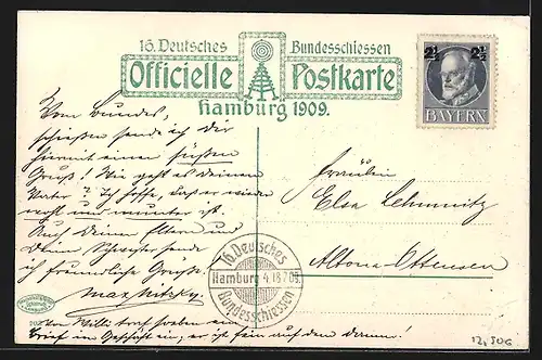 AK Hamburg, Ehrenhof des 16. Deutschen Bundesschiessen 1909