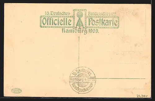 AK Hamburg, 16. Deutsches Bundesschiessen 1909, Schiesshalle
