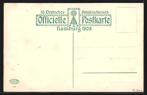 AK Hamburg, 16. Deutsches Bundesschiessen 1909, Oceandampfer Hammonia von H. Löbel