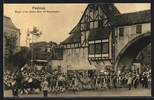 AK Hamburg, 16. Deutsches Bundesschiessen 1909, Festzug, Wagen eines Hohen Rats mit Bugenhagen