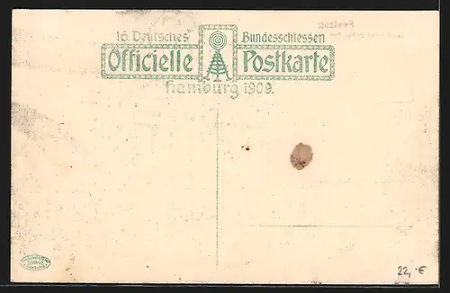 AK Hamburg, 16. Deutsches Bundesschiessen 1909, Festzug, Wagen eines Hohen Rats mit Bugenhagen